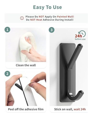 Ganchos De Pared Adhesivos Para Colgar - Gancho Negro Mate P