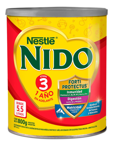 Leche En Polvo Nido 3 Lata 800g X 6 Unidad