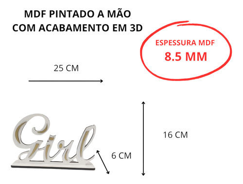Display Para Festa Palavra Girl Mdf Decoração Chá Revelação