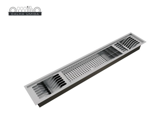 Imagem 5 de 7 de Calha Úmida Canal Equipado Embutido Escorredor Louça Inox