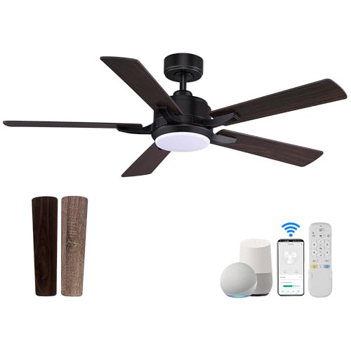 52 Smart Ceiling Fans With Lights Remote,quiet Dc Motor,out