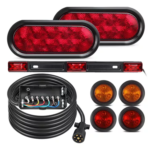 Juego de luces traseras LED ovaladas para remolque de 6.0 in, 2 color ámbar  y 2 color rojo