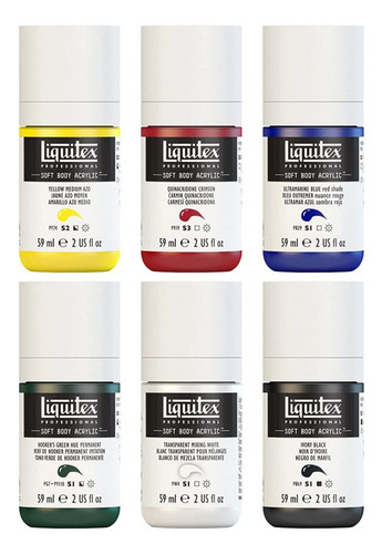 Tinta Acrílica Importada Soft Body Liquitex C/06 Cores 59ml