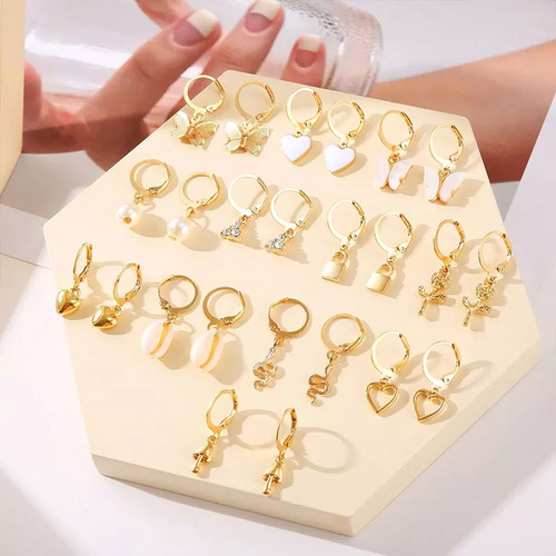 12 Pares De Pendientes Pequeños Para Mujer, Pendientes