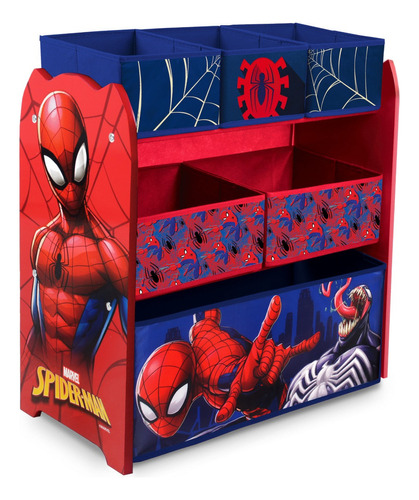 Organizador De Juguetes Madera Niños Spider Man Hombre Araña