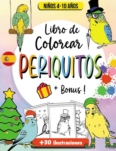 Periquitos Aves Libro De Colorear Para Niños: Periquitos Lib