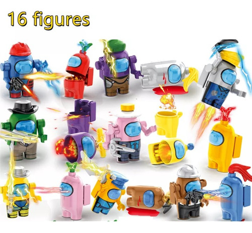 Set 16 Figuras Bloques Compatibles Among'us.