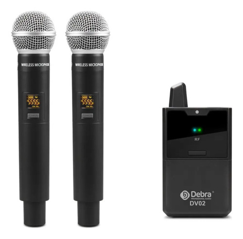 Microfone De Mão Sem Fio Dv02h Uhf Duplo 50 Metros - Debra