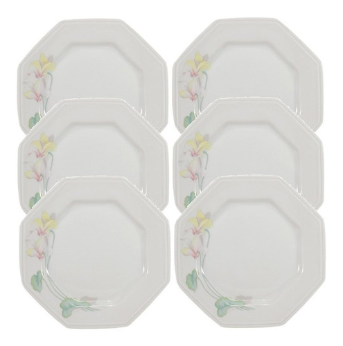 Conjunto De Pratos Sobremesa Schmidt Porcelana Encanto 6 Peç