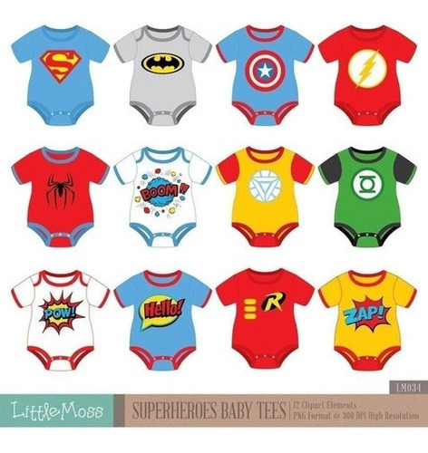 Kit Imprimible Clipart - Mameluco Body Superheroes Bebe