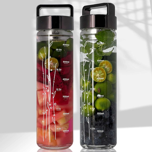 Botella De Agua De Vidrio Borosilicato De 23 Oz Tapa De...