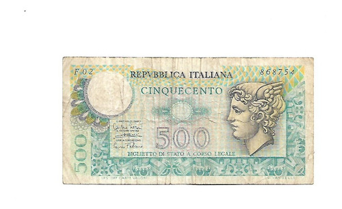 Italia Republica 500 Liras. 1974 Pick 94. B. Usado. Mercurio
