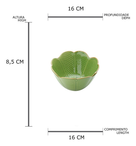 Imagem 5 de 6 de Centro De Mesa Decorativo De Ceramica Banana Leaf Verde