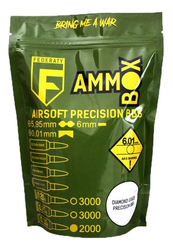 Munição Bolinhas Airsoft 0,30g Pacote Bbs Ammo Box Federaty