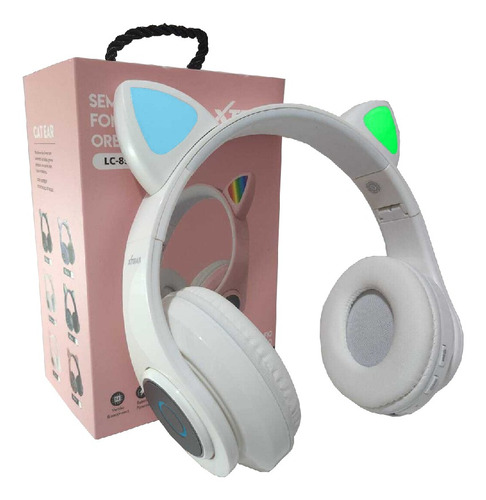 Fone Headset Bluetooth Orelha Gato Gatinho Led Fone Pc Game