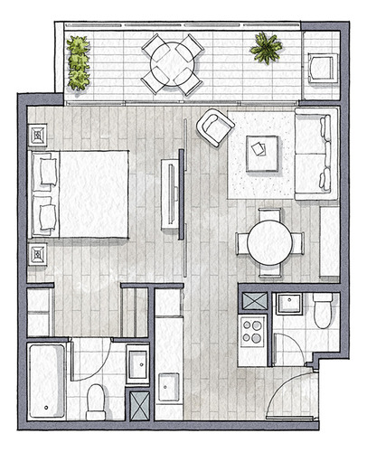 Las Dalias | 1 Dorm Y 2 Baños