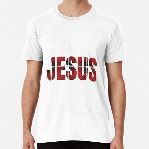 Remera Red Black Plaid Christian Words Jesus Algodon Premium