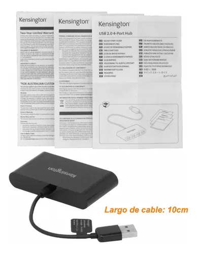 Kensington Hub 4-usb2.0 No Permite Fuente De Poder Cable-10c