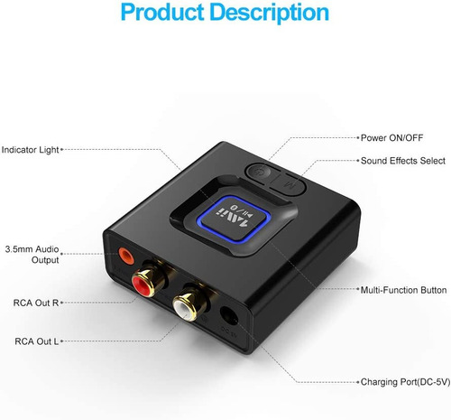 Adaptador Receptor Audio Bluetooth 1mii Recargable 25mts Alc