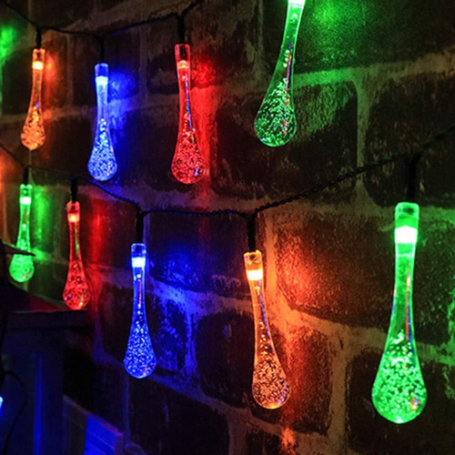 Guirnalda Luces Led Navidad En Forma De Gota De Agua Solar