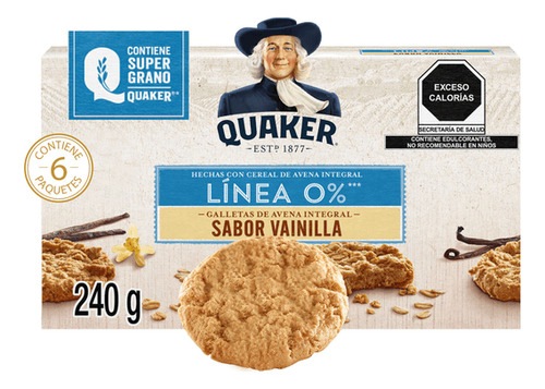 Quaker Galletas De Avena Integral Sabor Vainilla 240g