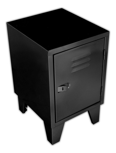Locker Metalico Bajo Industrial Mueble Chapa De 1 Puerta Acabado Mate Color Negro