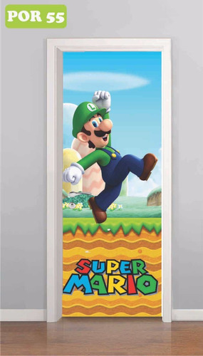 Adesivo Porta Infantil Super Mario Luigi Nintendo Mod. 55