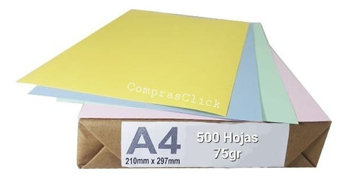 Papel De Color Amarillo Canario 500 Hojas A4 75 Grs Supracol