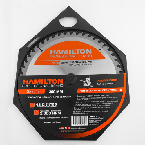 Disco Sierra Circular 48 Dientes 350mm 14 ´´ Hamilton Ss3548