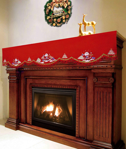 Simhomsen Mantel Bordado Papa Noel Para Chimenea Decoracion