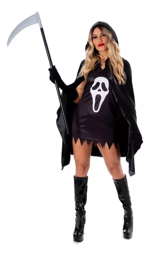 Fantasia de Halloween Feminina Vampira Chic com Capa