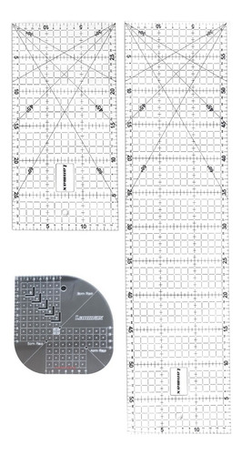 Kit 3 Régua Acrílica Patchwork Caixa Leite Costura Scrapbook