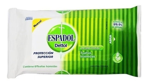 Espadol Toallas Antibacteriales - 10 Unid X 10 Toallas C/u