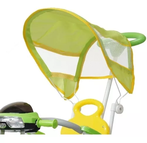 Triciclo Infantil com Capota Haste Empurrador com Pedal Motoca 2