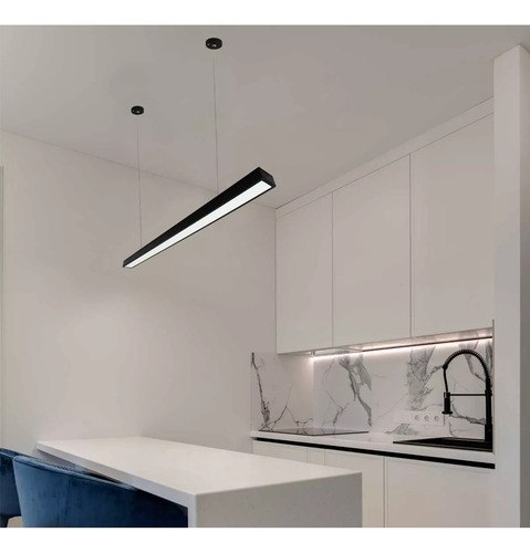 Lampara Led Suspendida Gabinete Negro Luz Blanca 60w Colgant Negro
