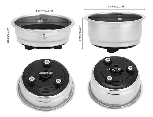 2 X 51mm Filtro De Presión De Café 1-2 Tazas Lavable En