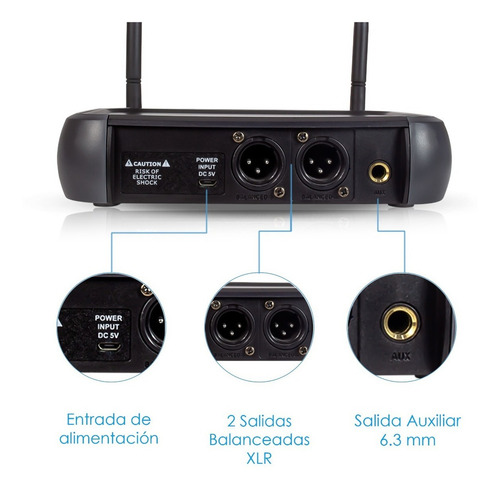 Imagen 3 de 5 de Set De Micrófonos Profesional Inalámbricos Uhf Steelpro