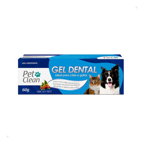 Pasta De Dente Creme Dental Gel Cães E Gatos Pet Clean 60g