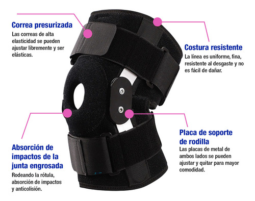 Portabs Rodillera Ajustable Para Dolor Y Lesiones De Rodilla Color Negro Talla M