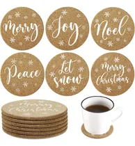 Comprar Posavasos Navideños De Corcho Natural De 6 Piezas...