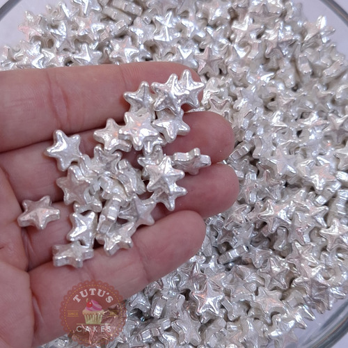 Sprinkles Estrellas Plateadas 50grs Granas Comestibles