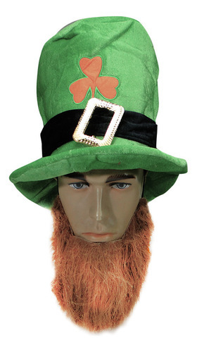 Caricatura irlandesa de San Patricio con barba verde oscuro