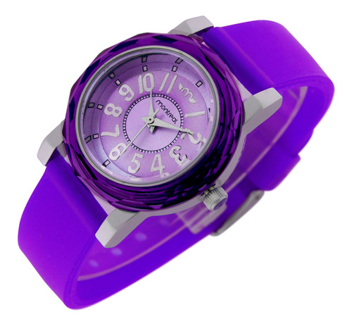 Reloj Montreal Mujer Ml953 Malla Silicona Aro Acrilico 