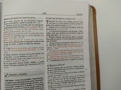Imagen 9 de 10 de Biblia De Estudio Plenitud Rvr60 Manual Imit. Piel Terracota