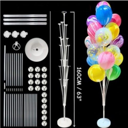 Imagen 4 de 7 de Base Soporte Con 19 Varillas Porta Globos Cotillon 160cm