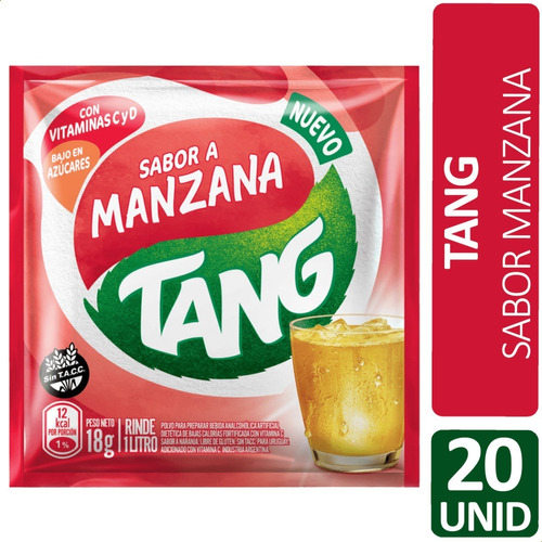 Imagen 1 de 4 de Jugo Tang Manzana C + D Sin Tacc Libre Gluten X20 Unidades
