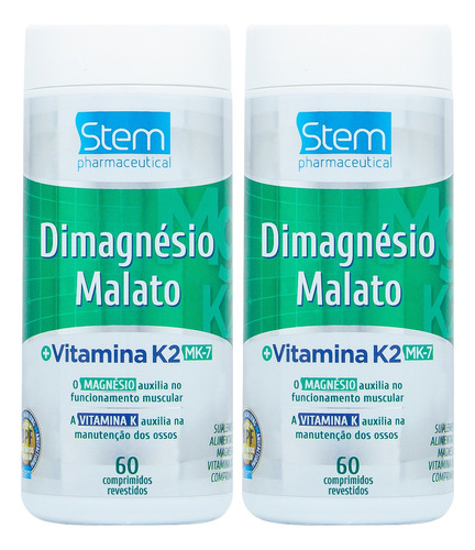 Kit 2 Dimagnésio Malato E K2 Stem 60 Comprimidos
