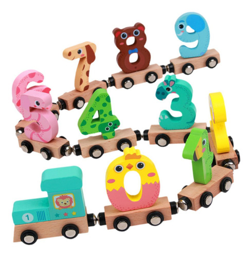 Número De Madera Train Juguete Para Niños Bloques De