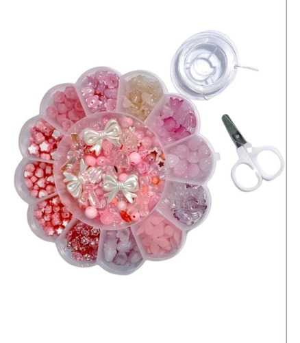 Kit De Bisuteria Para Crear Pulseras Para Niñas Flor Rosa