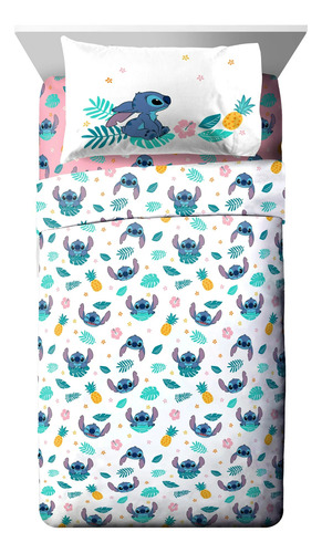 Juego De Sabanas Individual Stich 3 Pzs Microfibra Original Unico